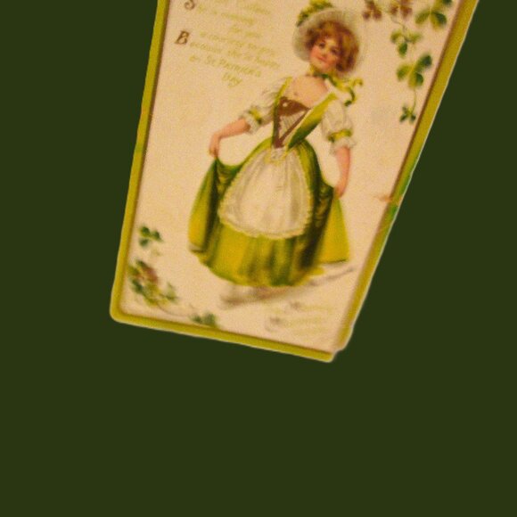 Antq St Patrick postcard in Green & white signed by Ellen H. Claps - Picture 6 of 11